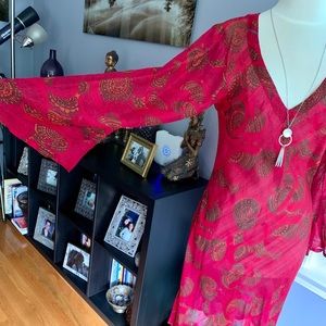 Red silk cover-up/dress.